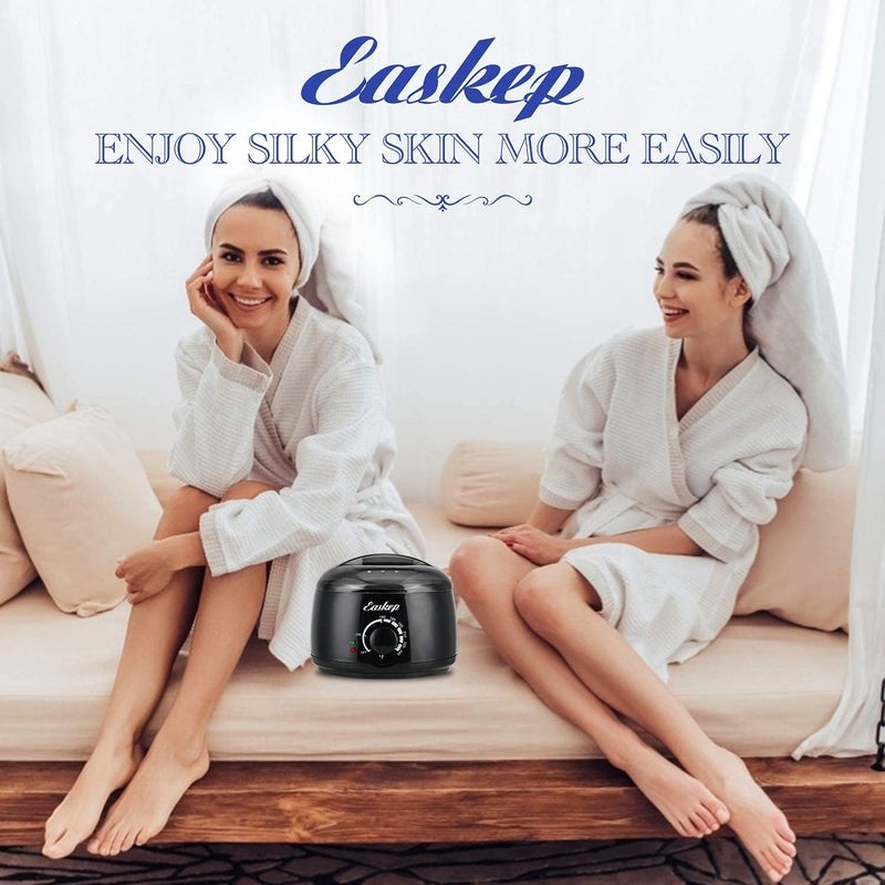 Easkep Waxing Kit Wax Warmer Easkep - Wax Kit Hair Removal 6 Adjustable Temperature with 5 Packs Hard Wax Beads and 20 pcs Wooden Applicator Sticks Painless for Legs Face Underarm Bikini Brazilian - Image 5